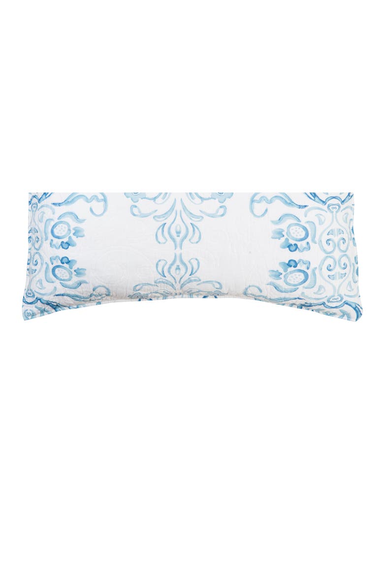 Veranda Blue Watercolor Damask 100% Cotton Standard Pillow Sham 20" x 26", Alternate, color, Blue