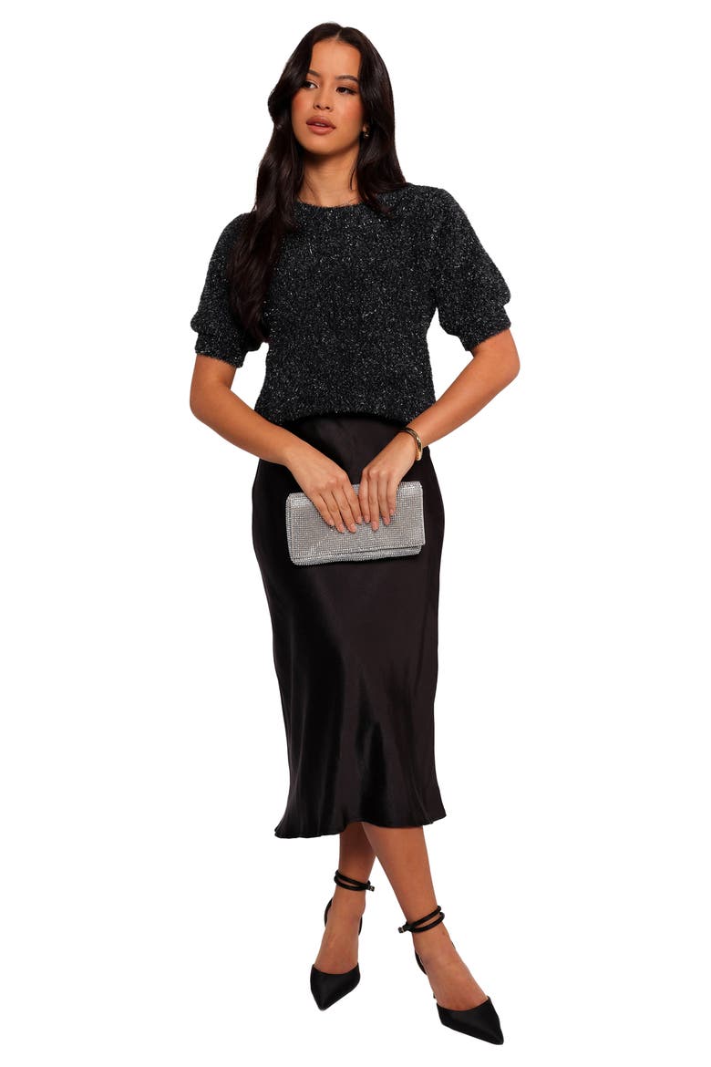 Reba Fuzzy Sparkle Short Sleeve Sweater, Alternate, color, NAVY