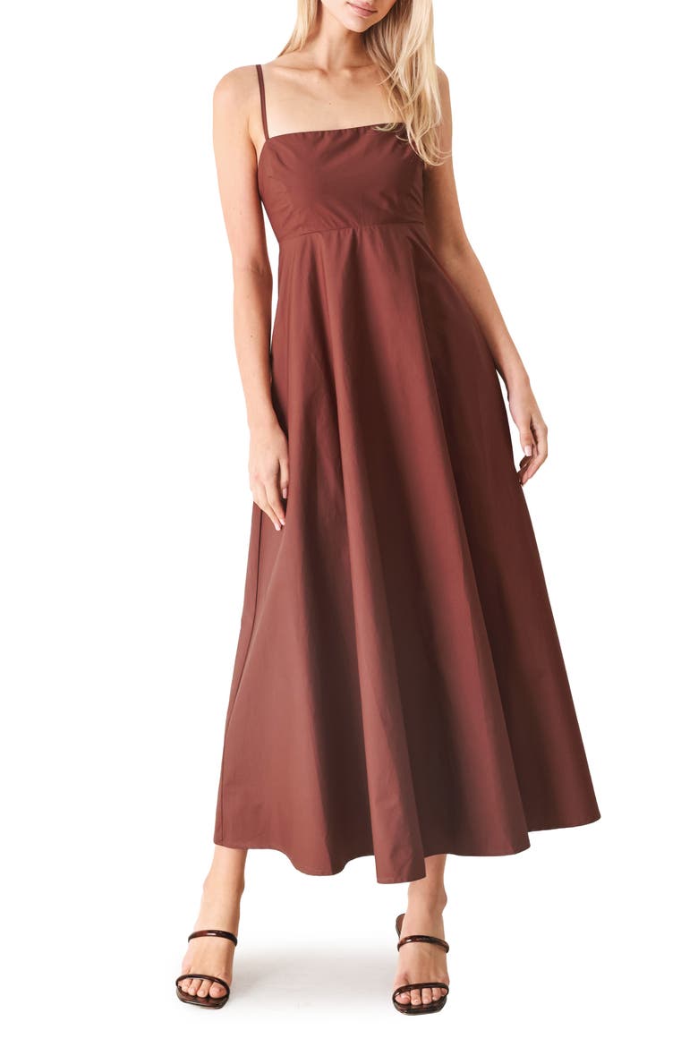Sleeveless Cotton Midi Dress, Alternate, color, DARK ROSE
