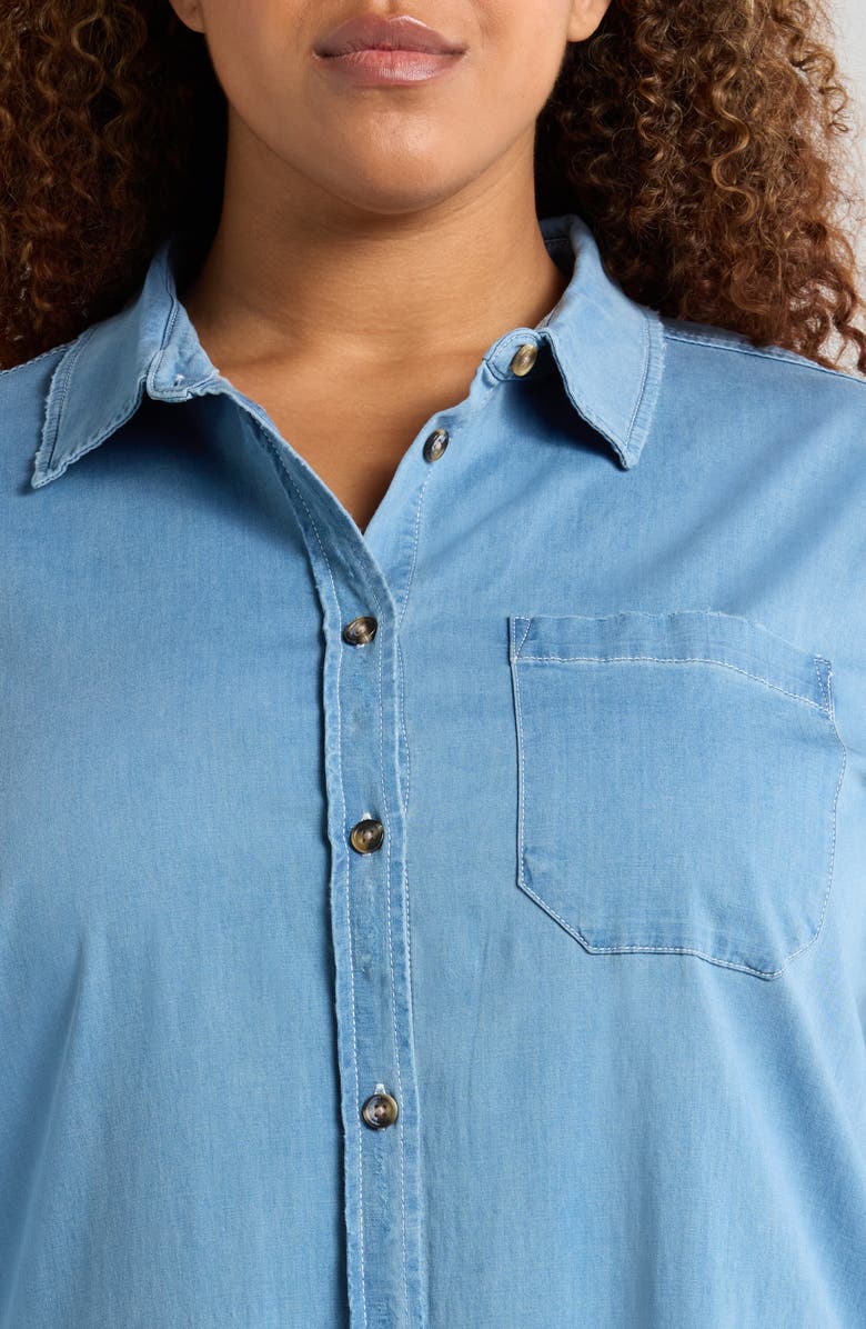 Universal Standard Odeon Long Sleeve Chambray Shirtdress, Alternate, color, Cove Blue