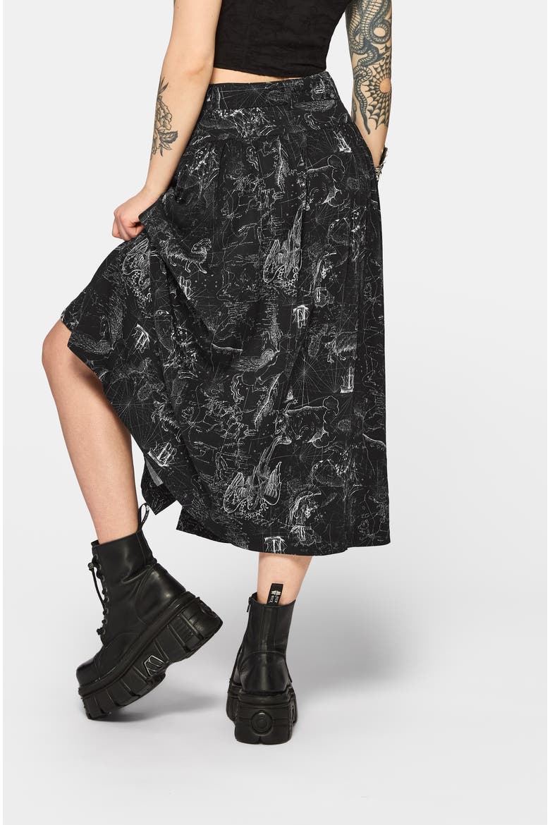 Kosmara Map Print Midi Skirt, Alternate, color, Black