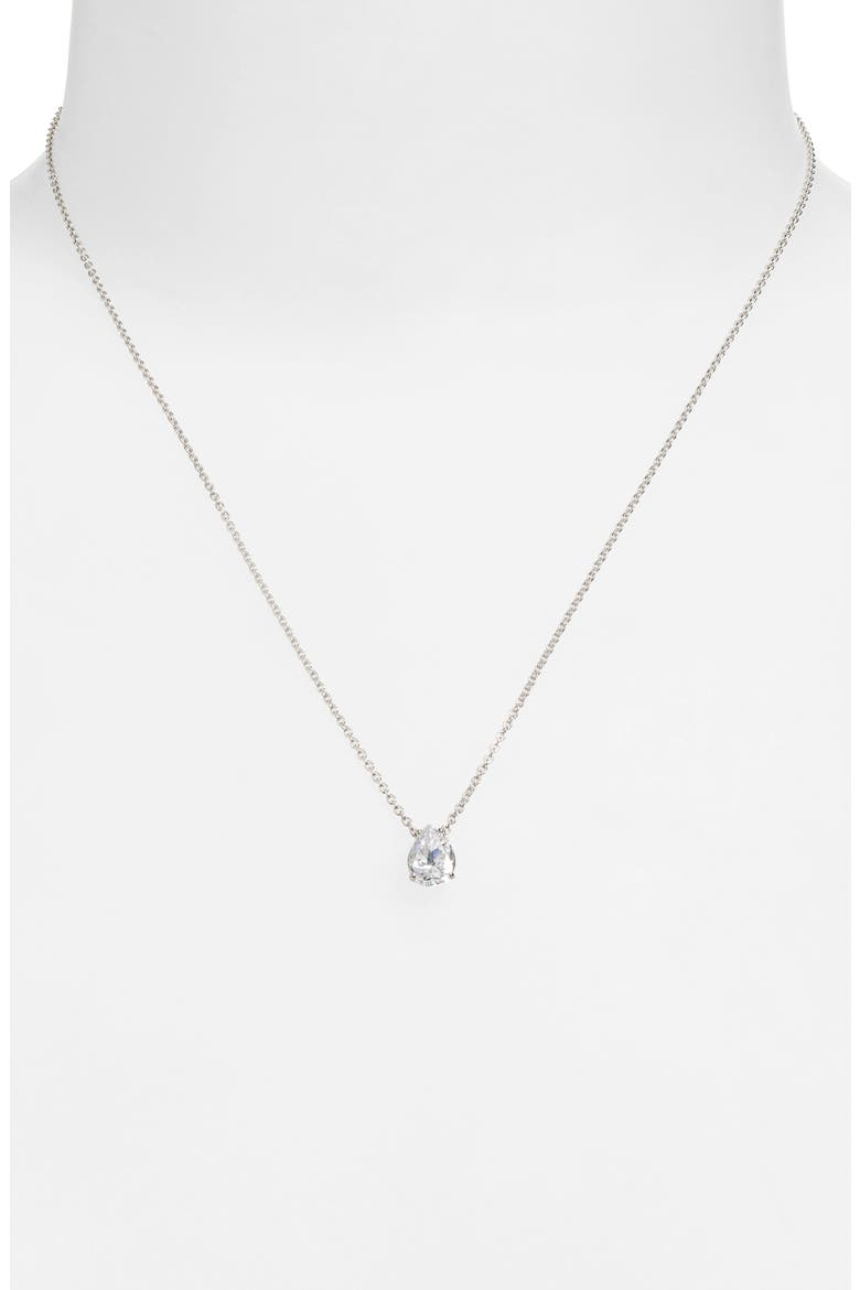 Modern Love Cubic Zirconia Pendant Necklace, Alternate, color, RHODIUM