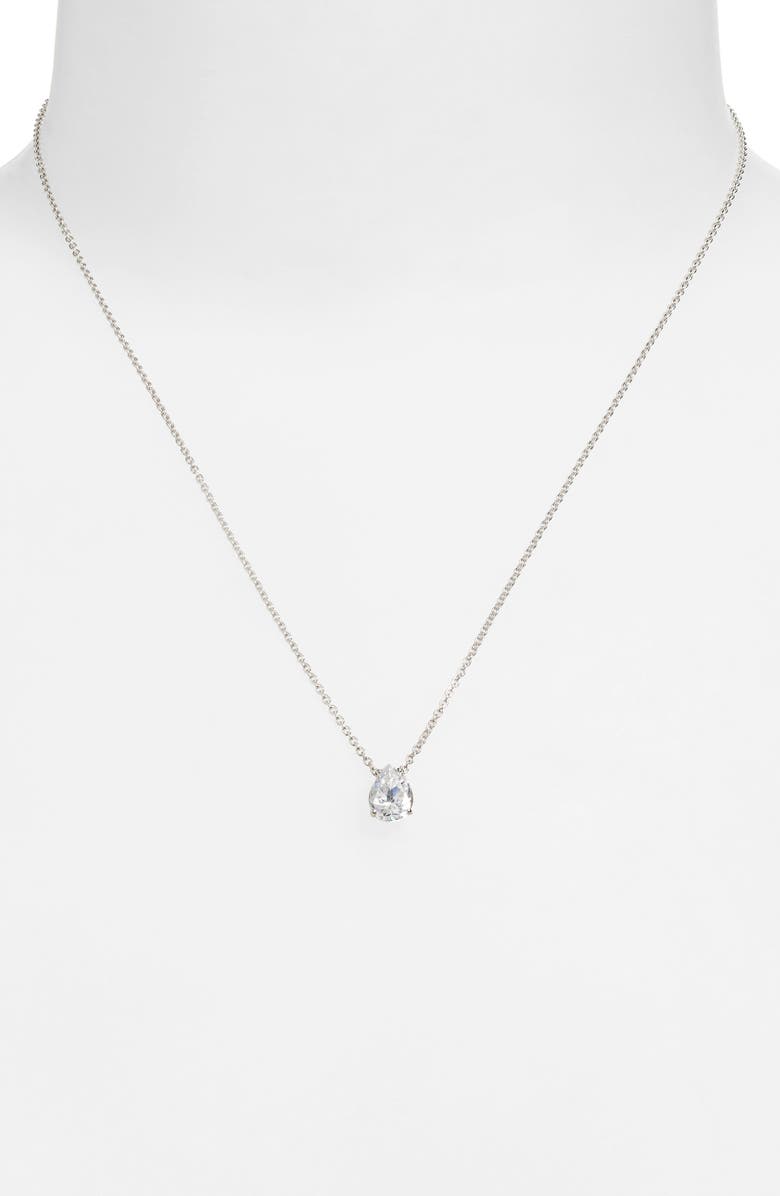 Nadri Modern Love Cubic Zirconia Pendant Necklace, Alternate, color, Rhodium