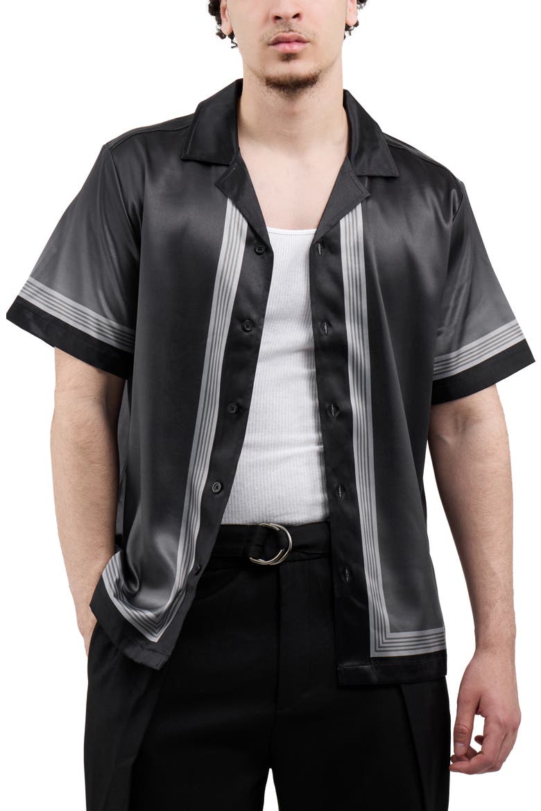 Stripe Border Camp Shirt, Alternate, color, BLACK/ GREY