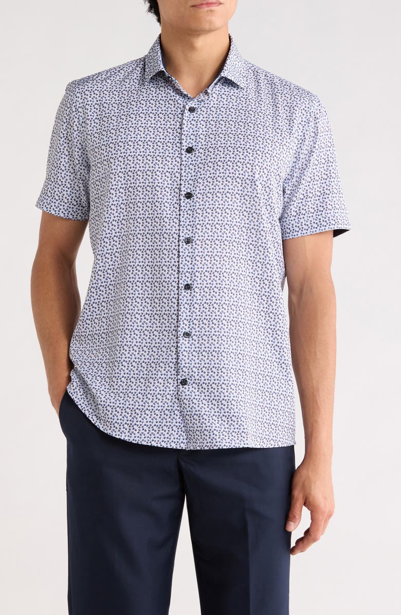 SOUL OF LONDON Microfiber Short Sleeve Sport Shirt, Main, color, White/ Blanc