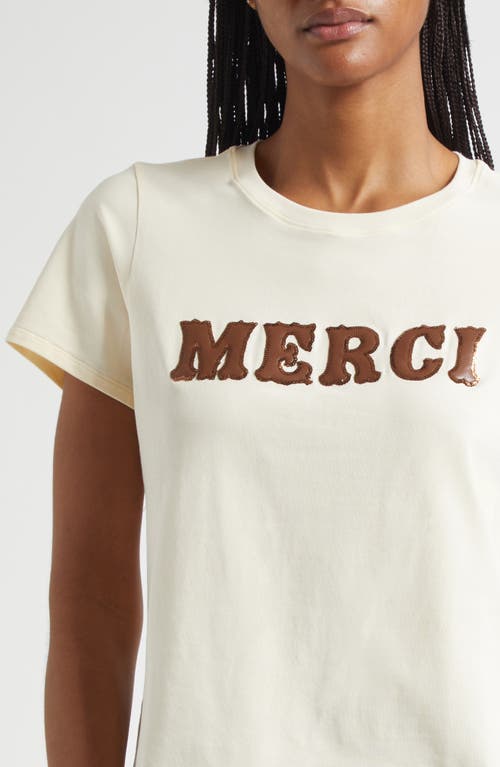 Cinq À Sept Faux Leather Appliqué Shrunken T-shirt In Neutral