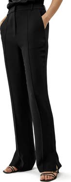 Lilysilk Silk Straight Leg Trousers with Side Slit