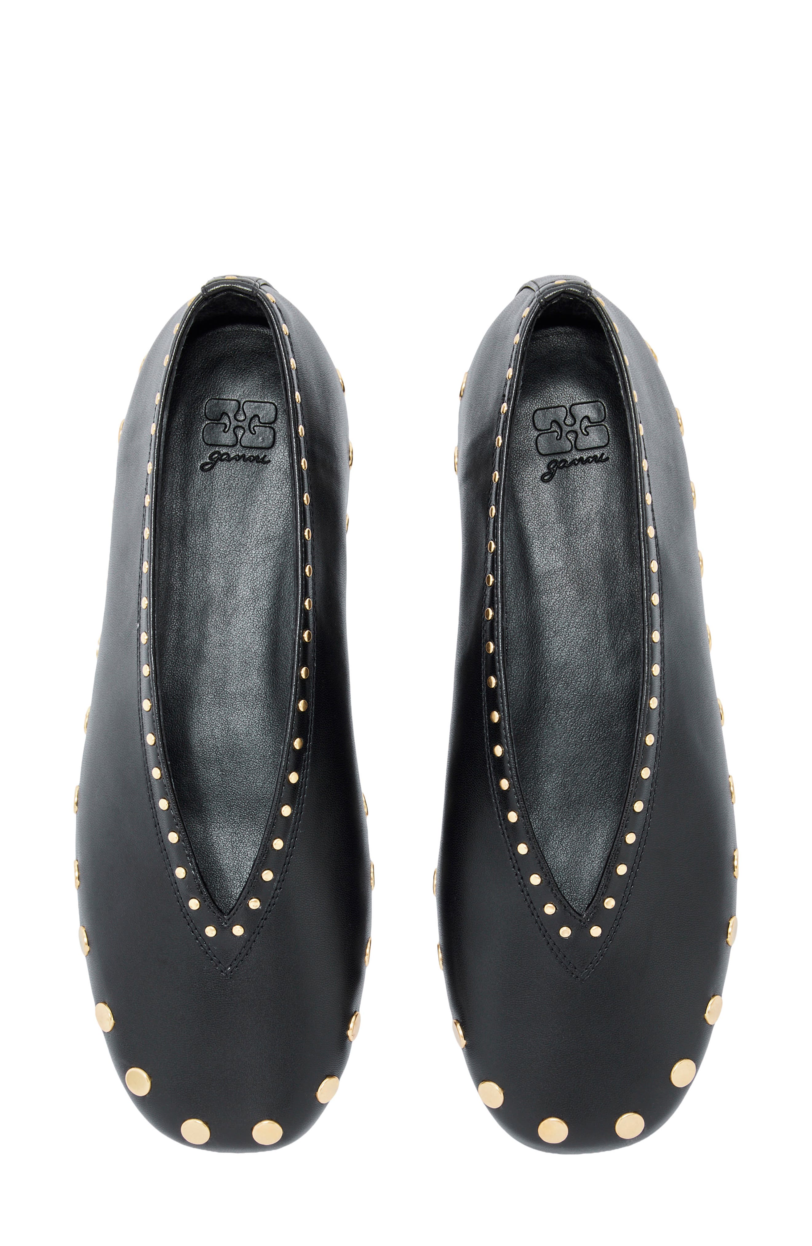 Ganni Jenny Studded Ballet Flat, Alternate, color, Black