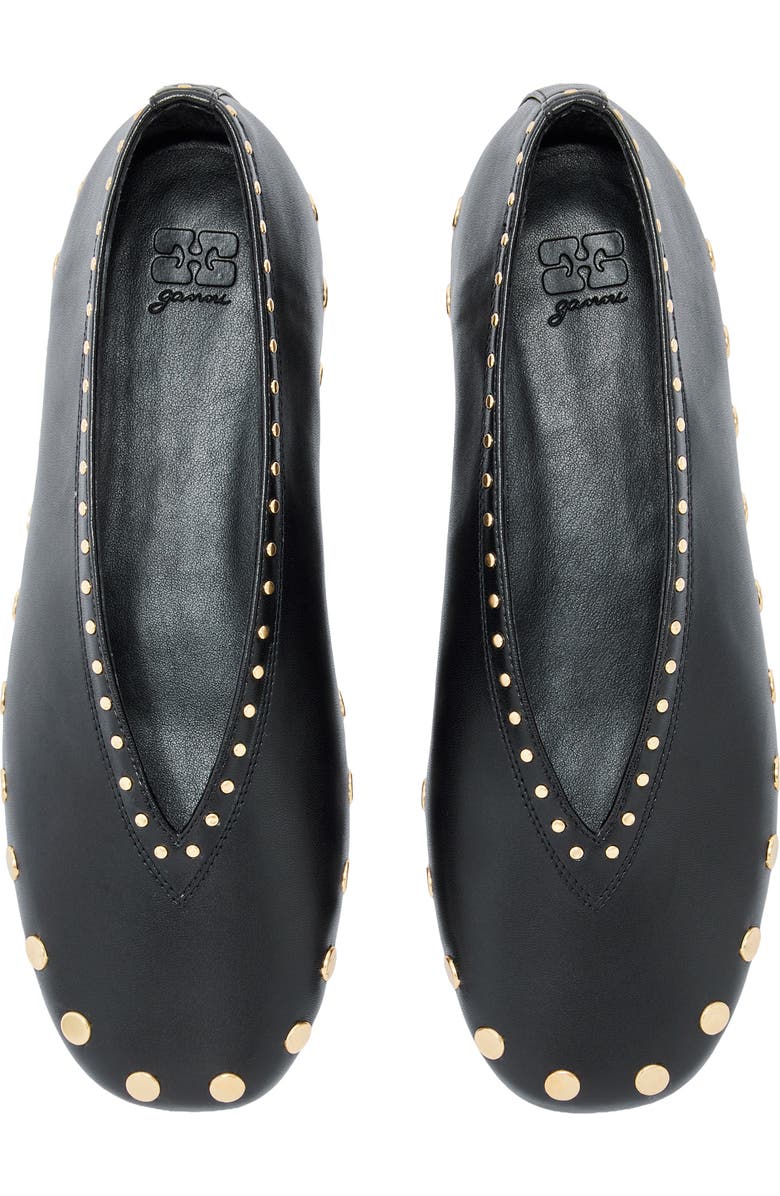 Ganni Jenny Studded Ballet Flat, Alternate, color, Black