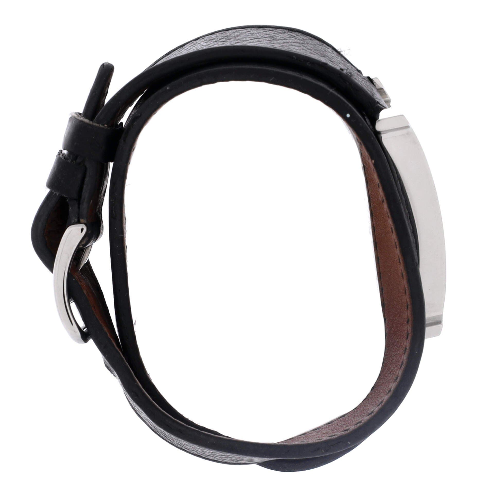 Pre-Owned Hermes Heure H Double Tour Quartz Watch Plated Metal and Leather 26, Alternate, color, Silver