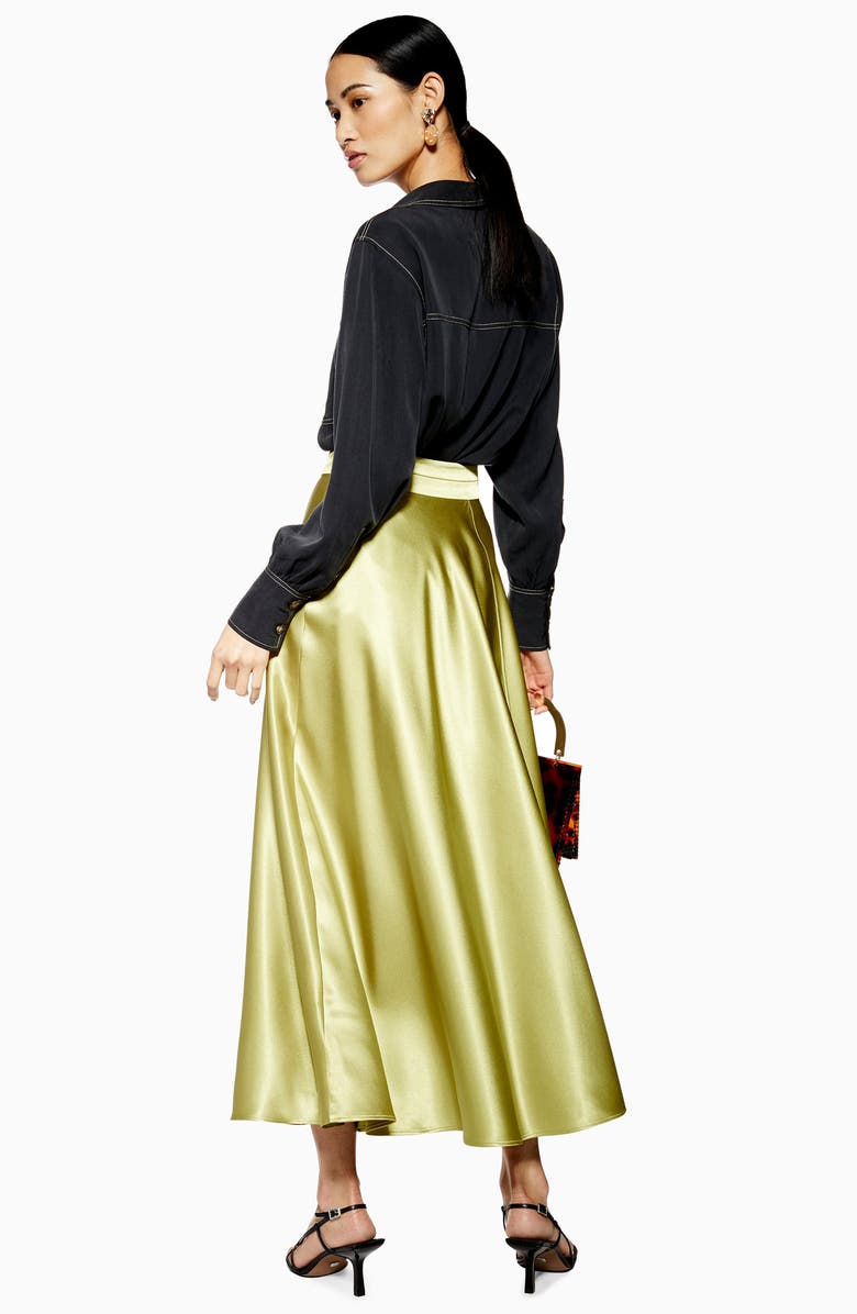 Topshop Satin Midi Skirt, Alternate, color, 