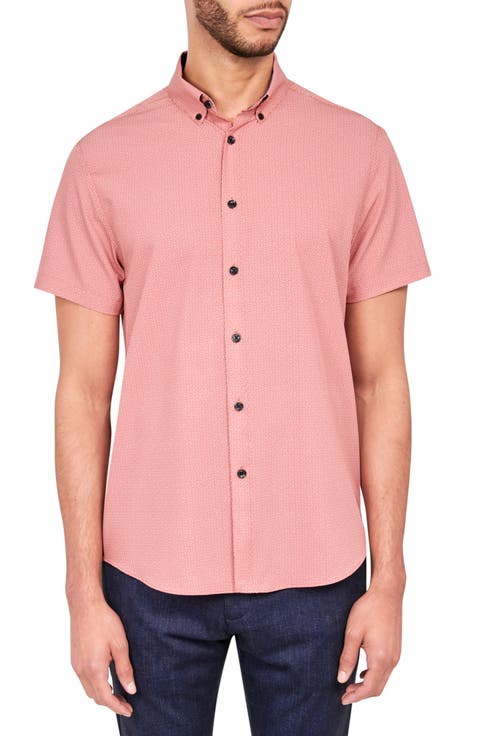 Slim Fit Wavy Geo 4-Way Stretch Performance Short Sleeve Shirt