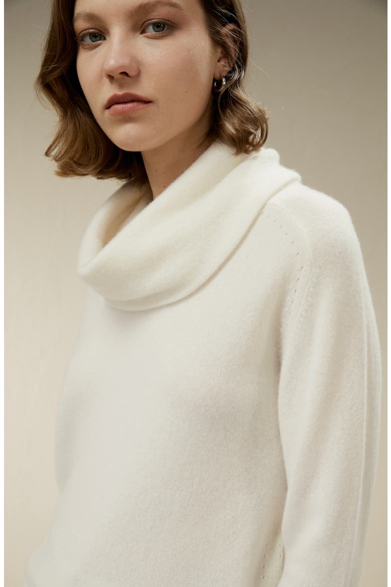 Women's Cashmere Cowl Neck Sweater, Alternate, color, White