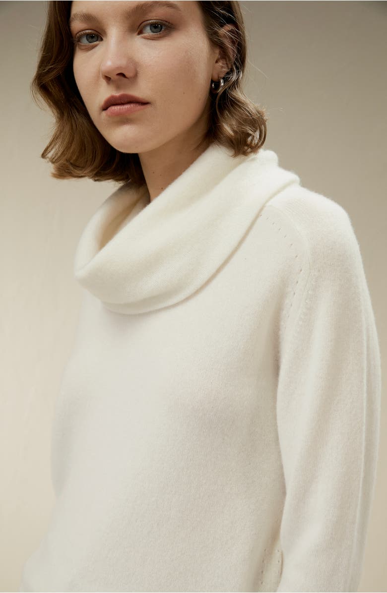 Lilysilk Women's Cashmere Cowl Neck Sweater, Alternate, color, White