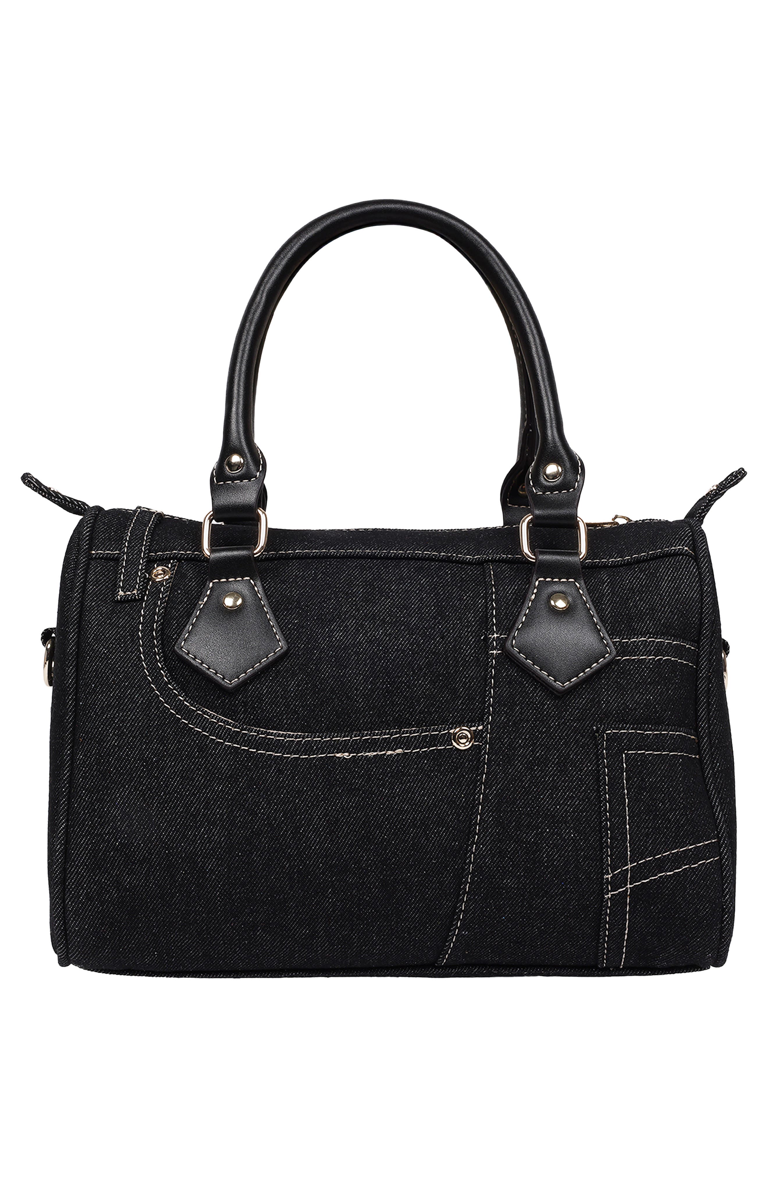 True Religion Heritage Denim Satchel Bag, Alternate, color, Black