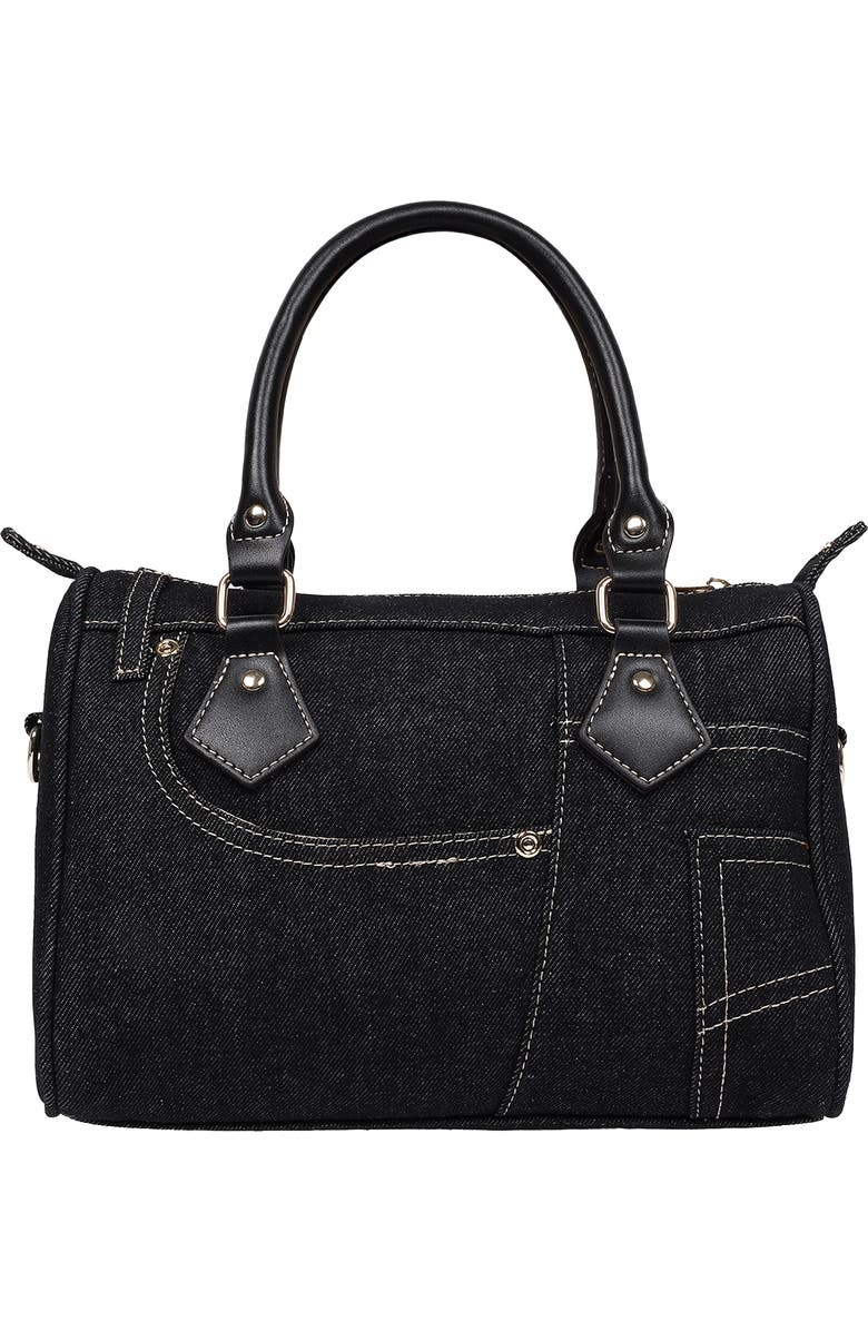 True Religion Heritage Denim Satchel Bag, Alternate, color, Black