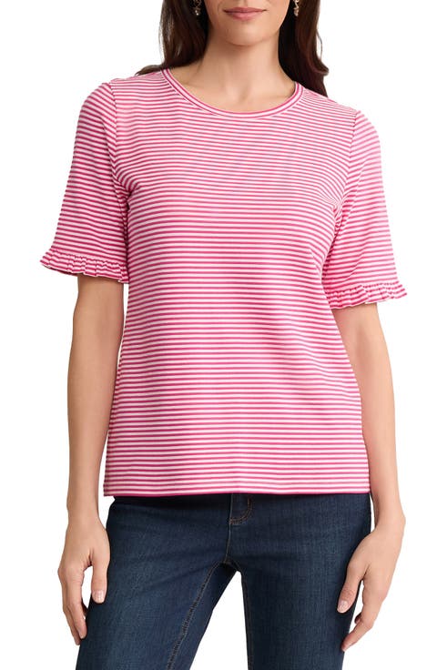 Ruffle Elbow Sleeve T-Shirt (Regular & Petite)