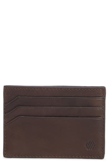 Johnston & Murphy Waxy Leather Card Case In Brown