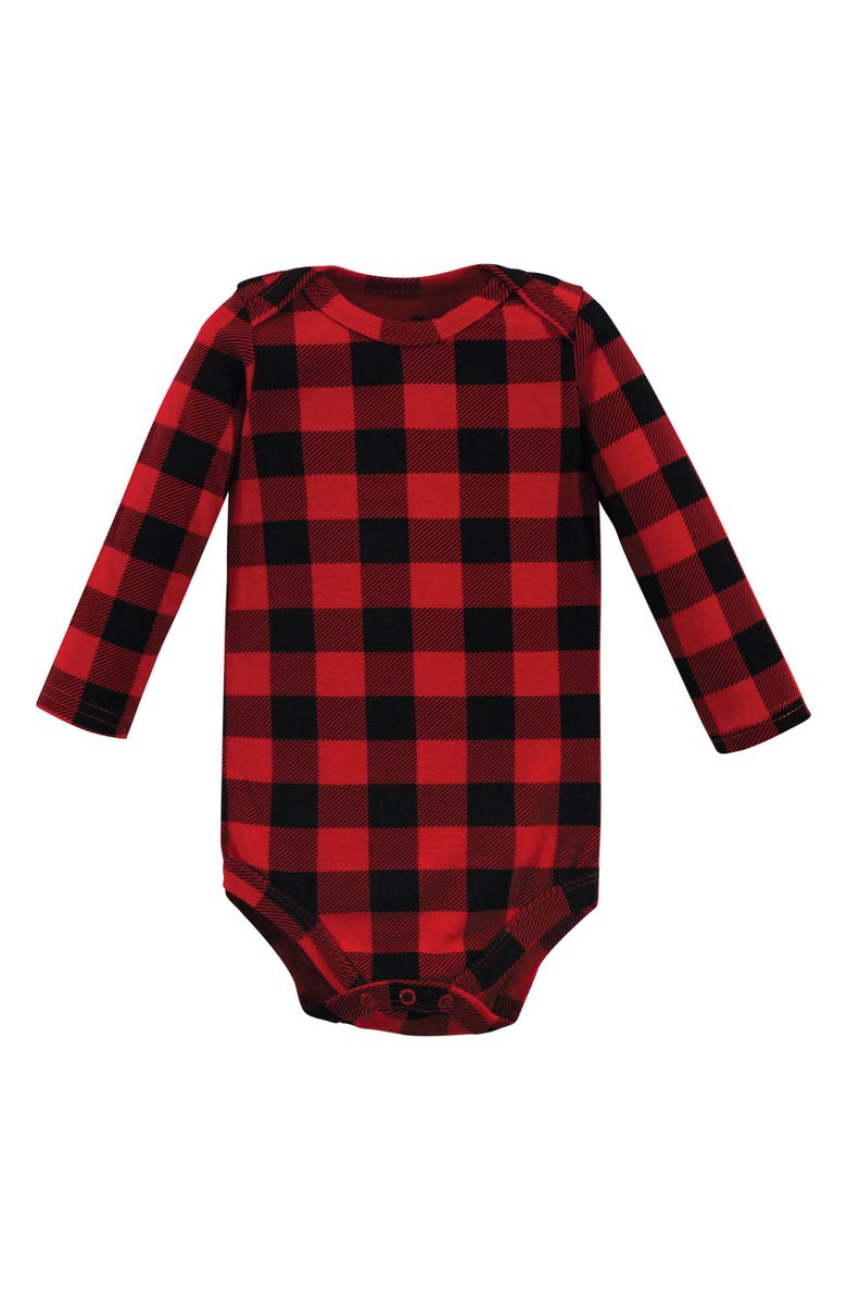 Hudson Baby Cotton Long-Sleeve Bodysuit 3Pk, Alternate, color, Buffalo Plaid Bear