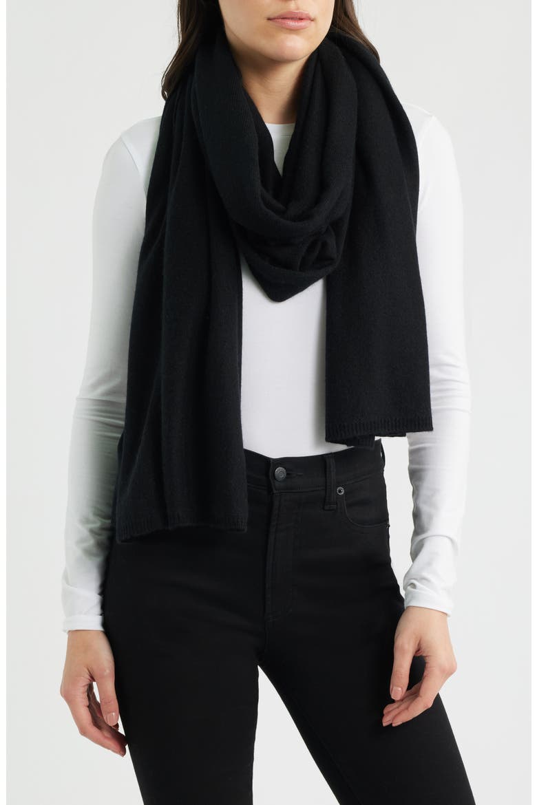 Featherweight Silk & Cashmere Scarf, Main, color, BLACK