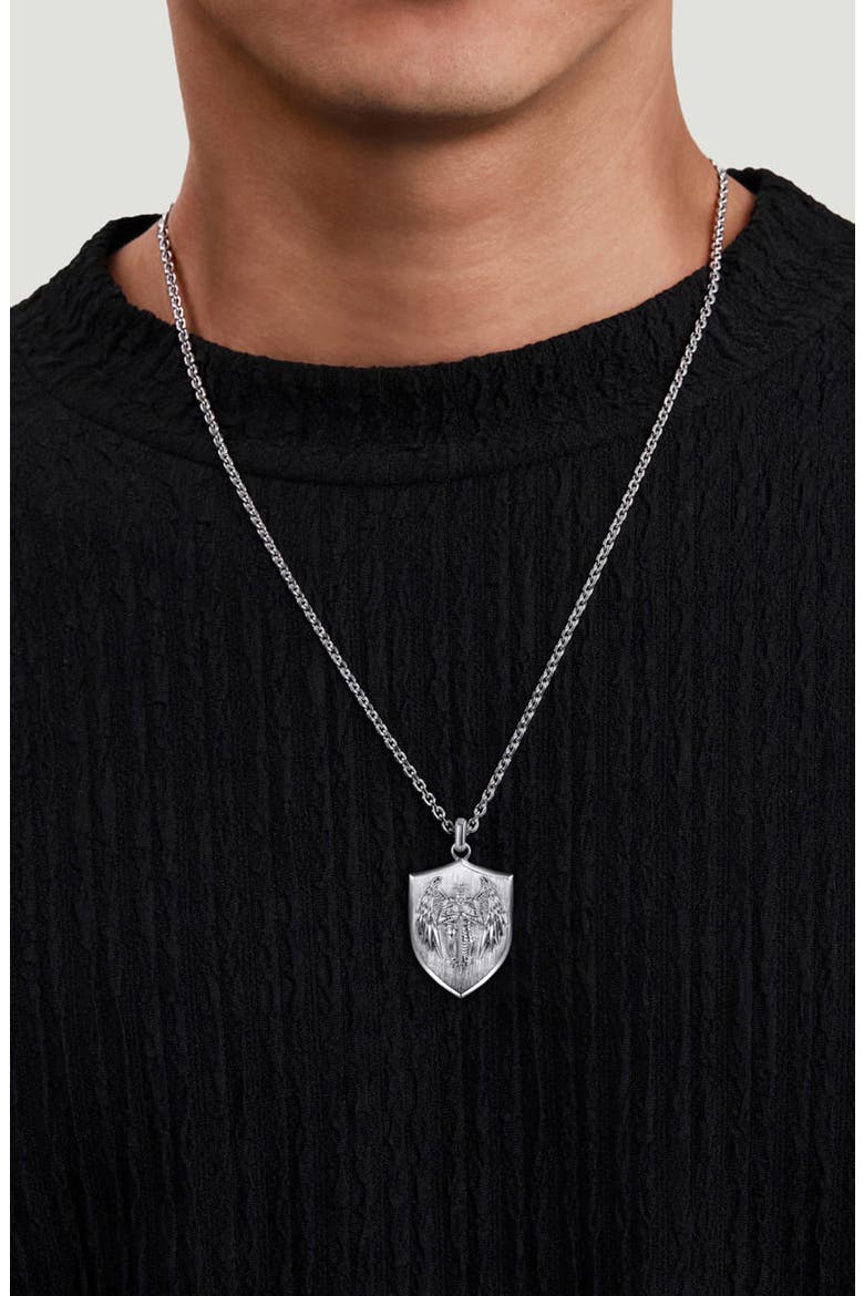 Modern Relics Sterling Silver Shield Pendant Necklace, Alternate, color, STERLING SILVER