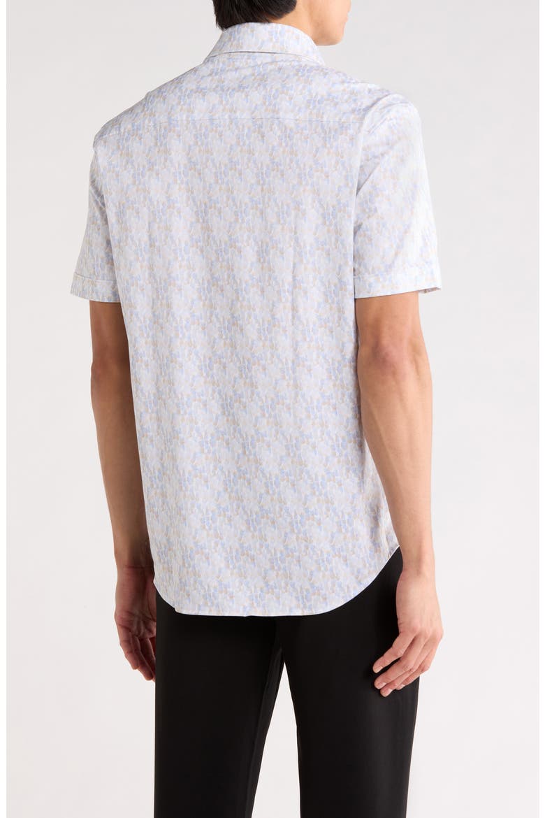 Short Sleeve Stretch Cotton Button-Up Shirt, Alternate, color, SKY