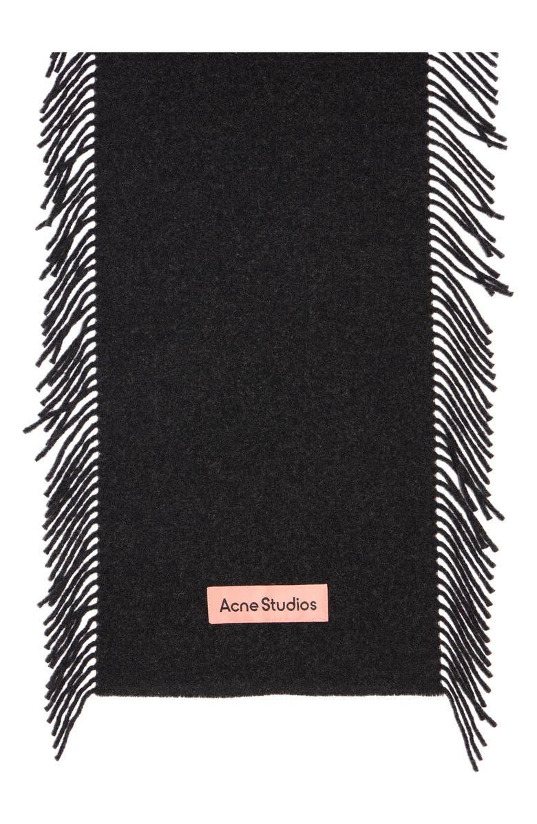 Acne Studios Canada Wool Fringe Scarf, Alternate, color, Black Melange