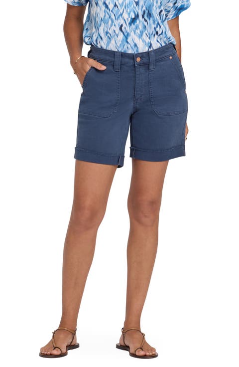Diana Relaxed Fit Raw Hem Cuffed Denim Shorts