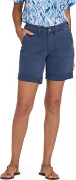 NYDJ Diana Relaxed Fit Raw Hem Cuffed Denim Shorts