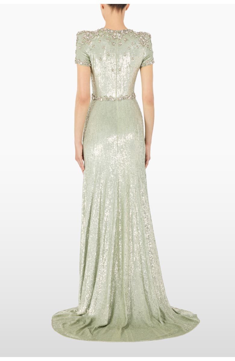 Jenny Packham Lombard Embellished Dress, Alternate, color, Marmo Green