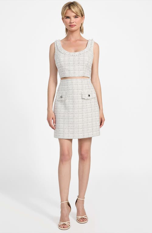 Guess Annamaria Metallic Tweed Crop Top In Gray