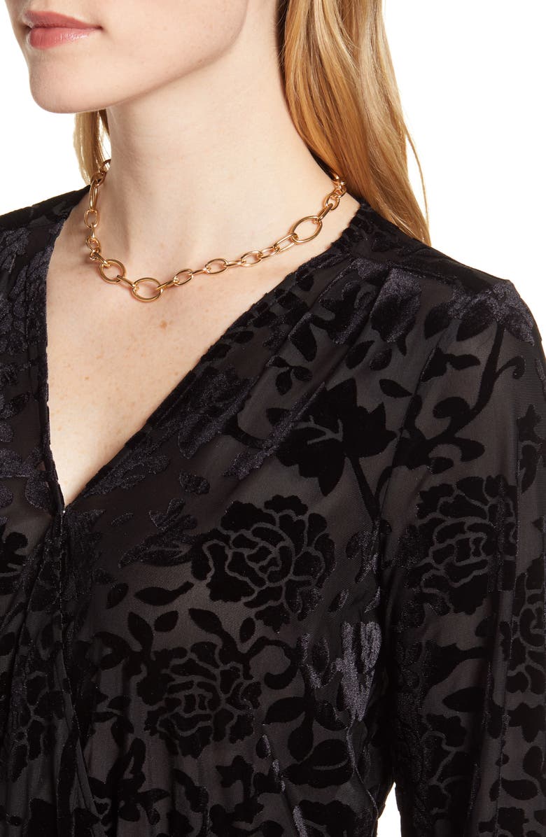 Halogen<sup>®</sup> Flocked Peplum Top, Alternate, color,