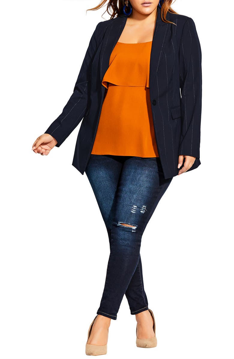 City Chic Pinstripe Blazer, Alternate, color, 