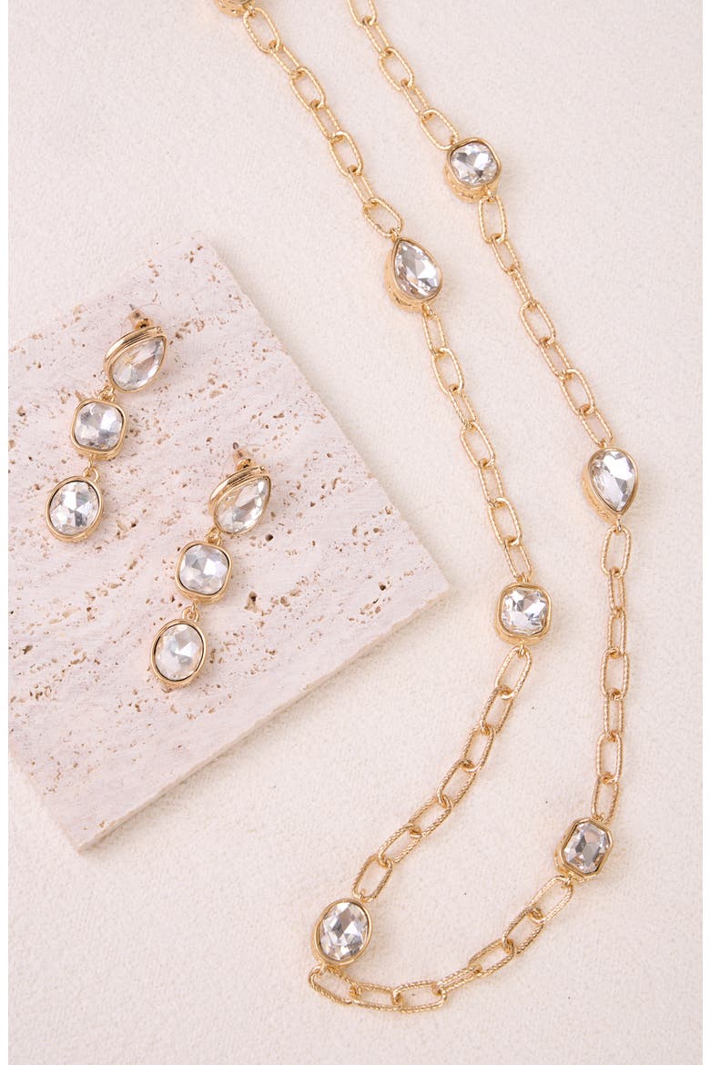 Crystal Cascade Drop Earrings, Alternate, color, GOLD