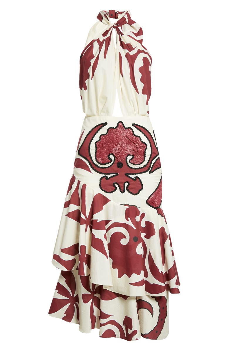 Johanna Ortiz Unforgettable Summer Halter Organic Cotton Midi Dress, Alternate, color,