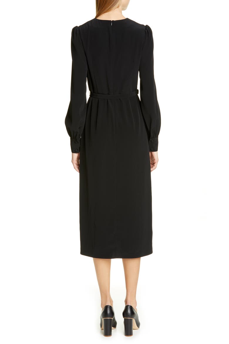 Essentials Pleated Panel Midi Dress, Alternate, color, BLACK