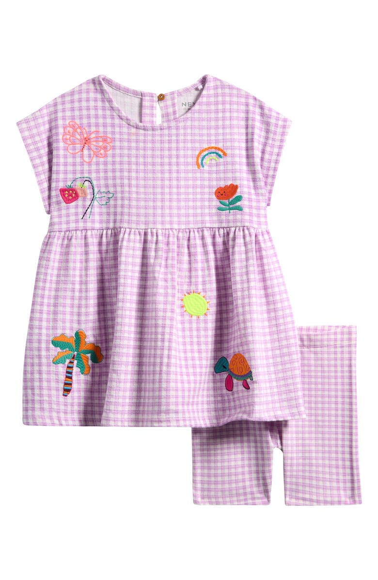 NEXT Kids' Embroidered Gingham Top & Shorts Set, Main, color, Pink