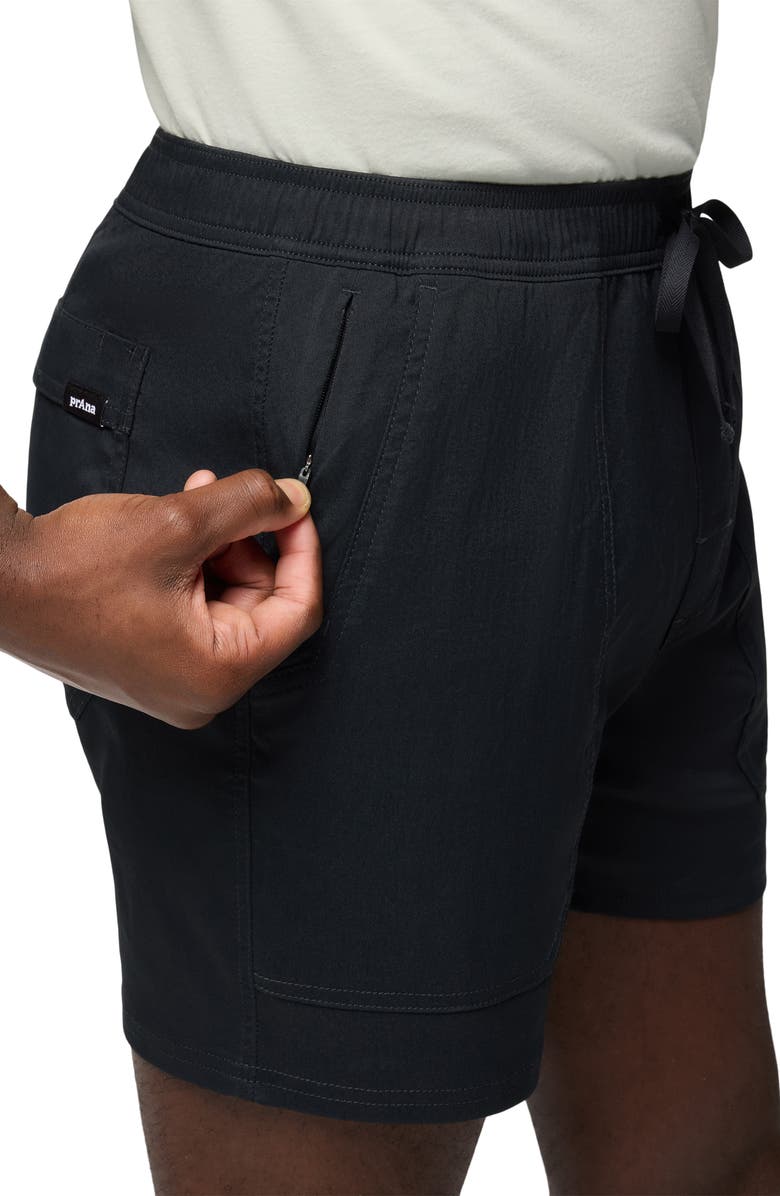 prAna Stretch Zion<sup>™</sup> Drawstring Waist Shorts, Alternate, color, Black