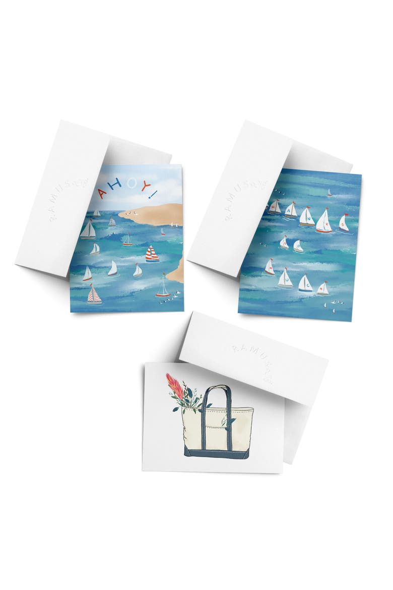 Everyday Greeting Card Pack Sets (3 ct, Assorted) Ahoy, Tote, Regatta Thanks, Main, color, Multi-Pack