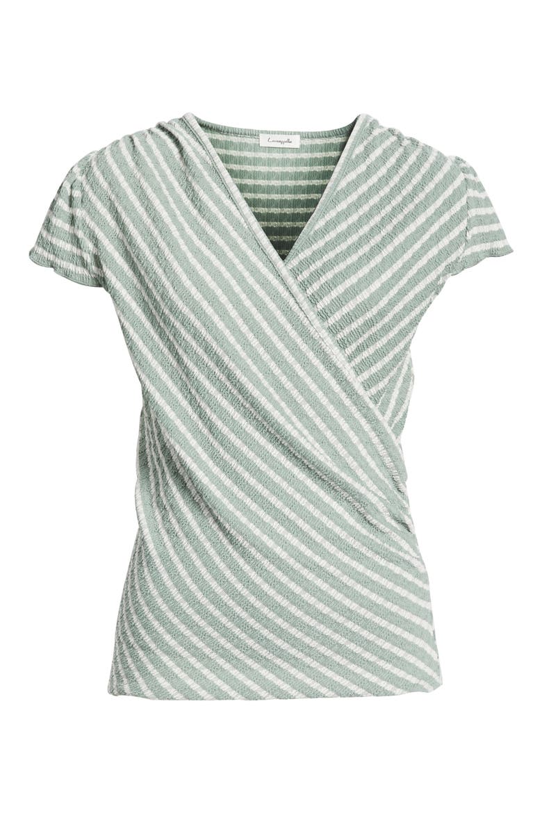Puckered Stripe Wrap Front Top, Alternate, color, SAGE