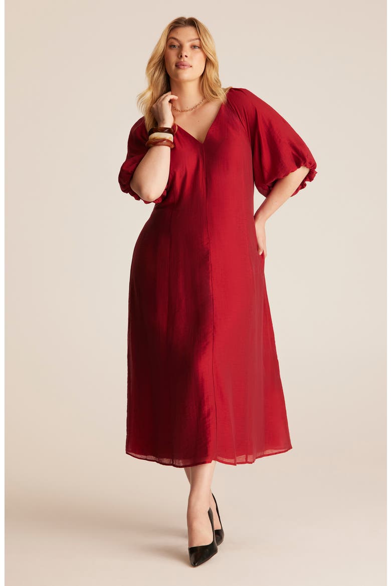 Adriella Midi Dress, Alternate, color, RASPBERRY