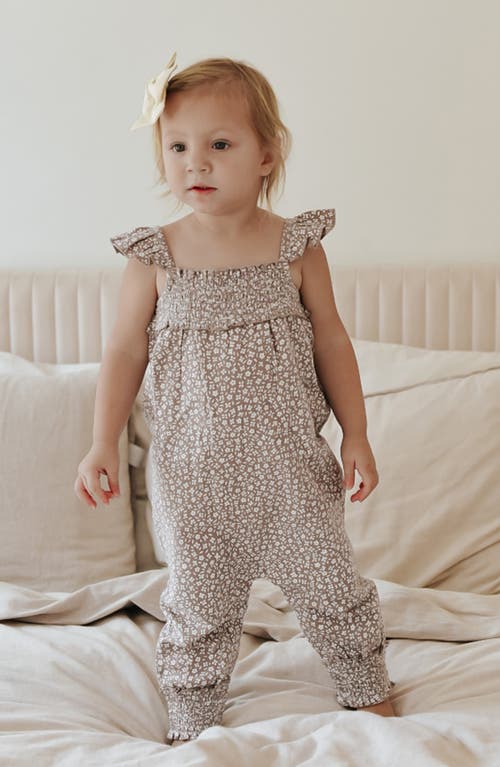 L'ovedbaby Organic Cotton Muslin Romper In Almond Floral