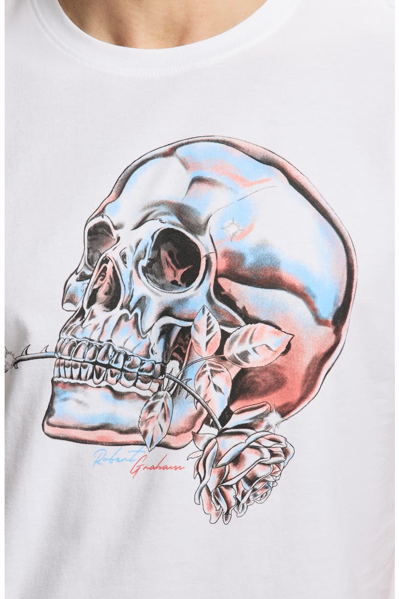 Chrome Skull Knit Graphic T-Shirt, Alternate, color, WHITE