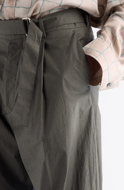 Acne Studios Pasoro Belted Straight-leg Cotton-poplin Trousers In Green
