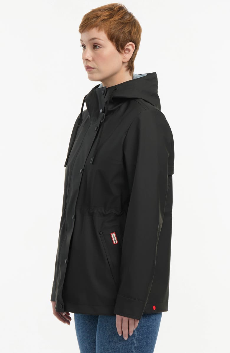 Hunter Abbey Water Repellent Rubberized Rain Jacket, Alternate, color, Black