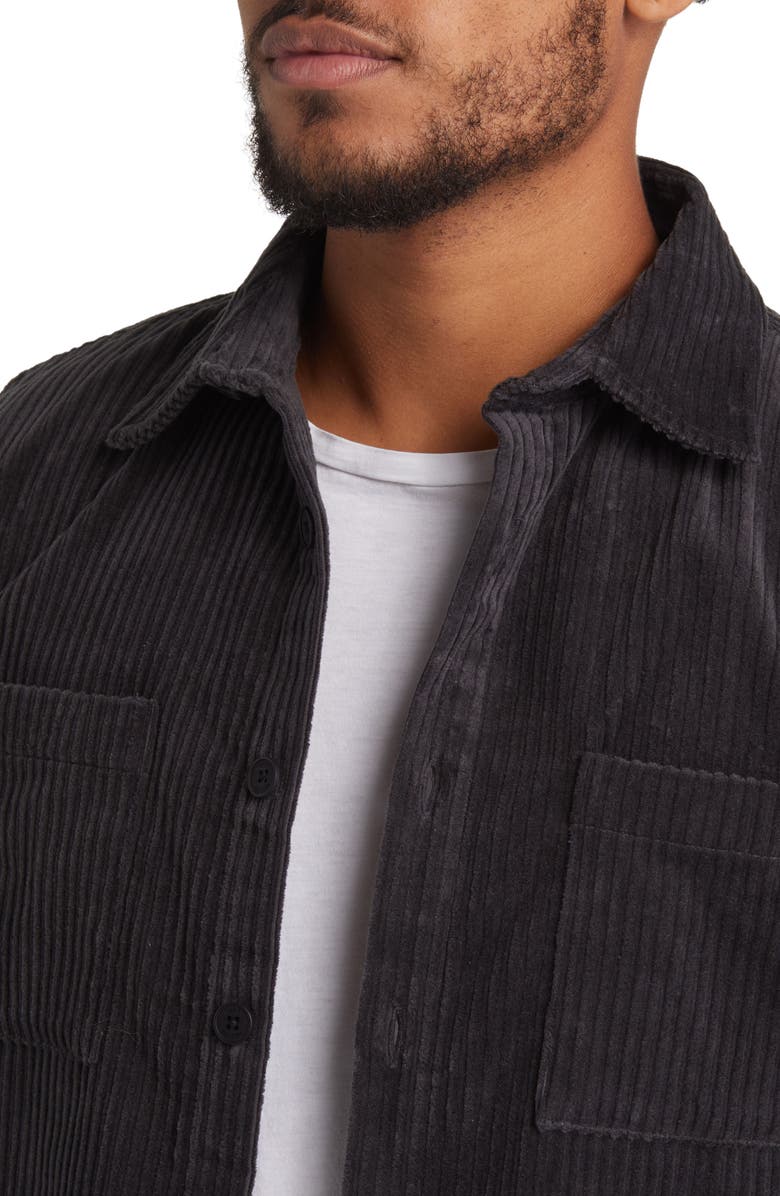 Wax London Whiting Penn Stretch Corduroy Overshirt, Alternate, color, Dark Grey