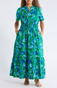 SUGARLIPS Lomeli Floral Split Neck Cotton Dress