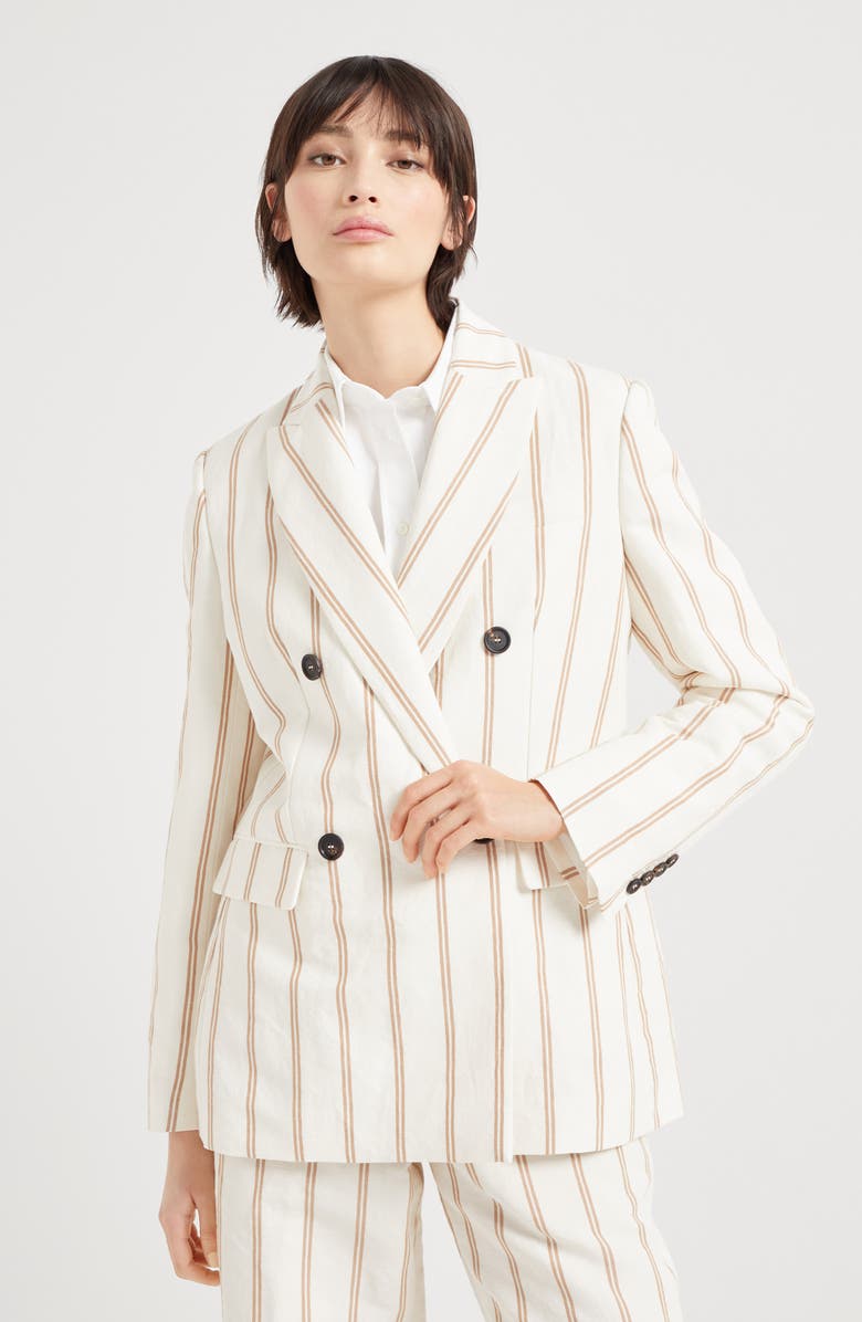 Brunello Cucinelli Regimental panama jacket, Alternate, color, 