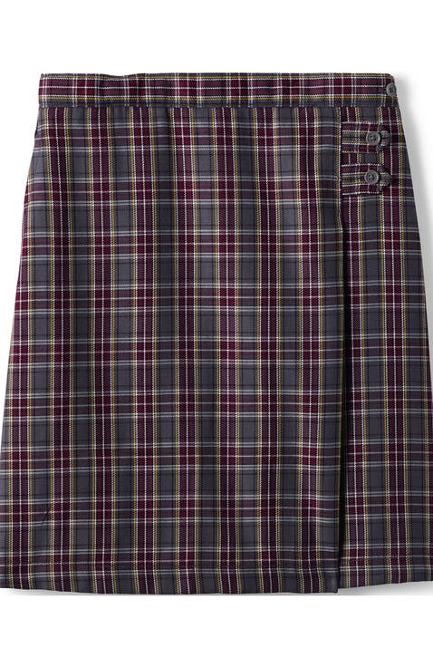School Uniform Girls Plaid A-line Skirt Below the Knee