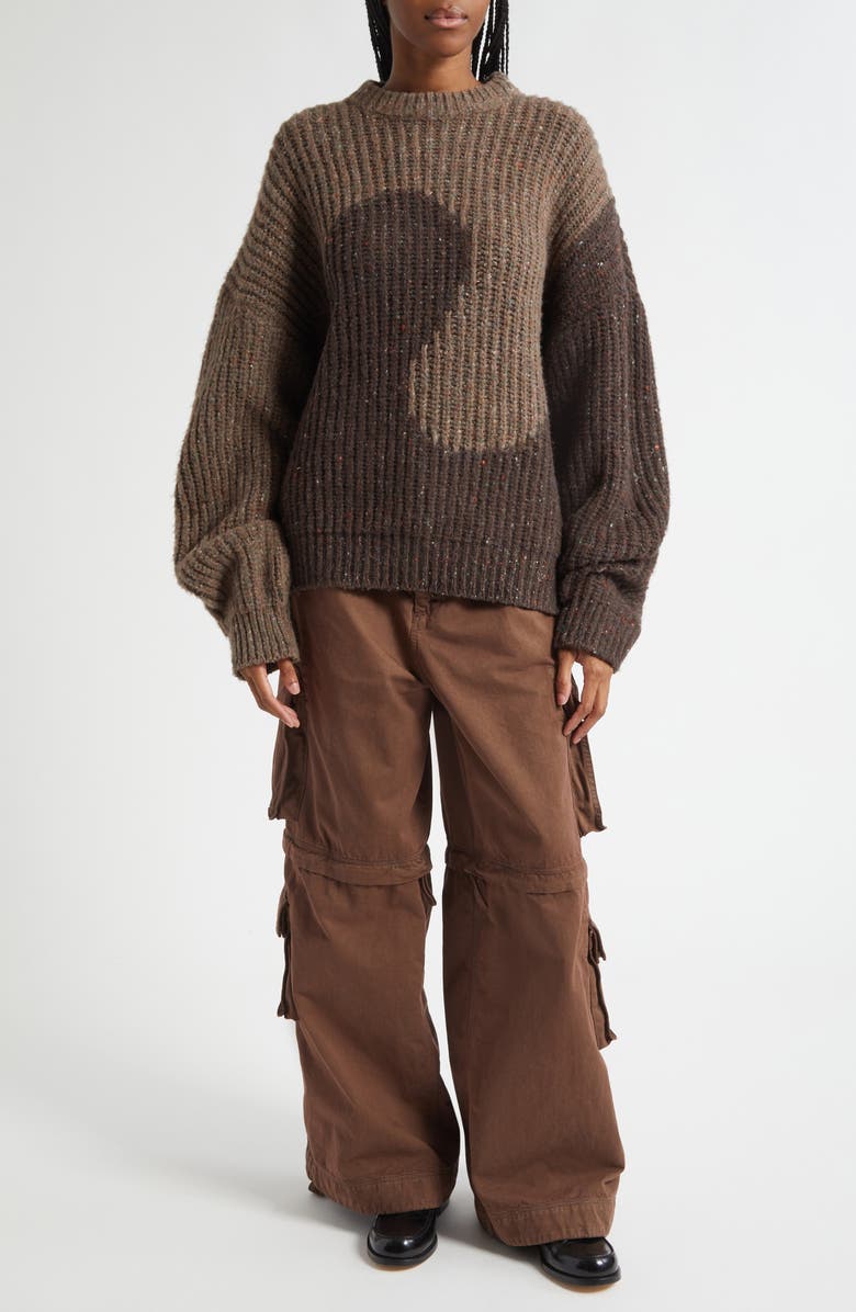 ERL Gender Inclusive Swirl Wool Blend Sweater, Alternate, color, Brown